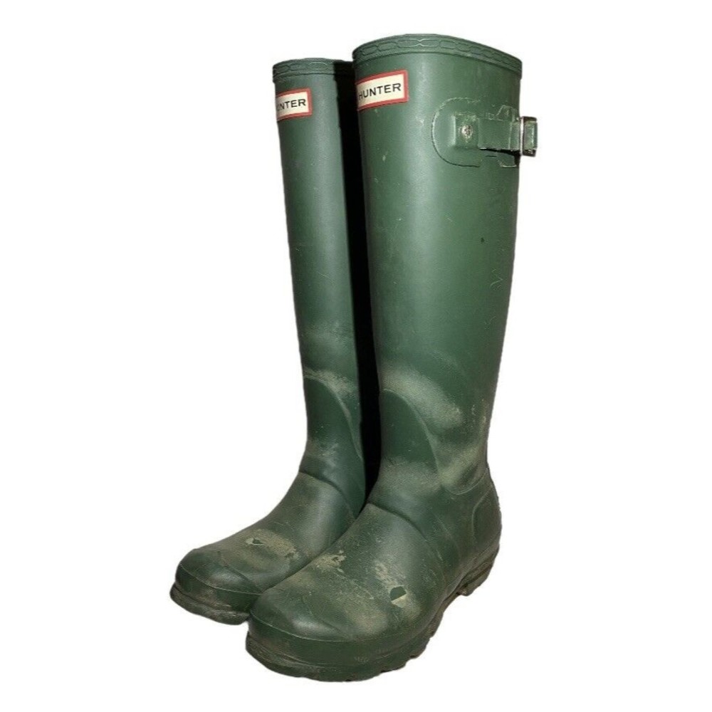 HUNTER Original Tall Waterproof Rain Snow Boots Women Size 6 Green Pull On GB